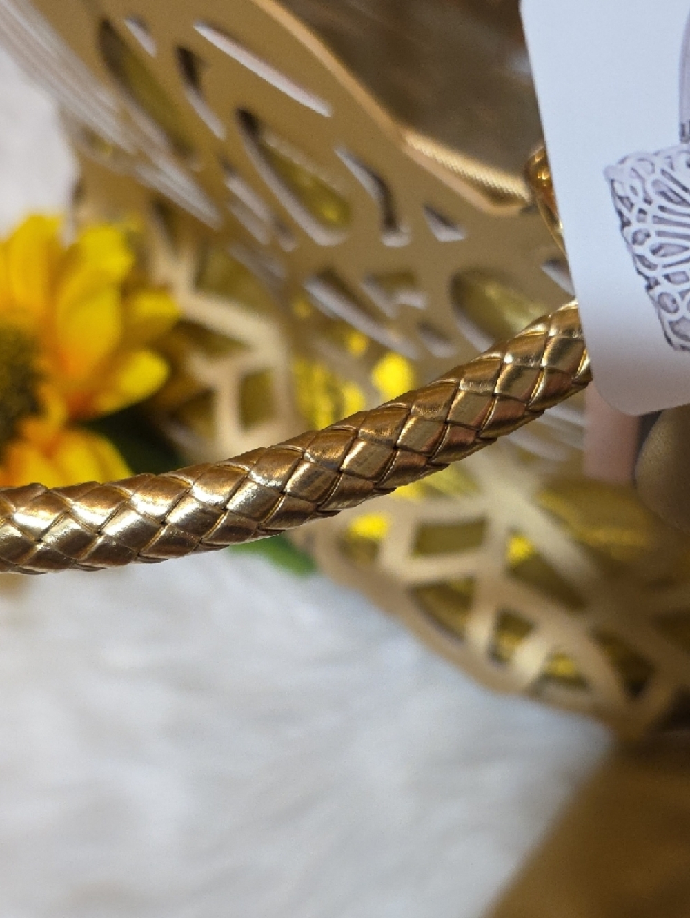 Mellow World Gold Laser-Cut Tote with Braided Handles - Picture 11 of 16